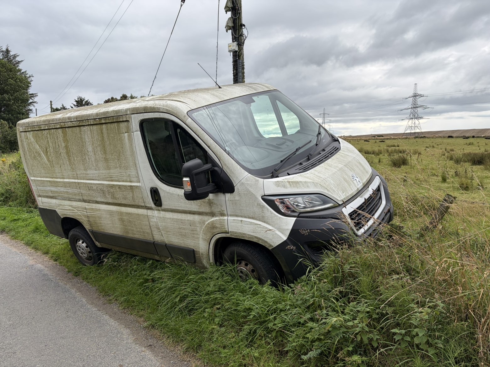 Van recovered from a ditch after a road accident